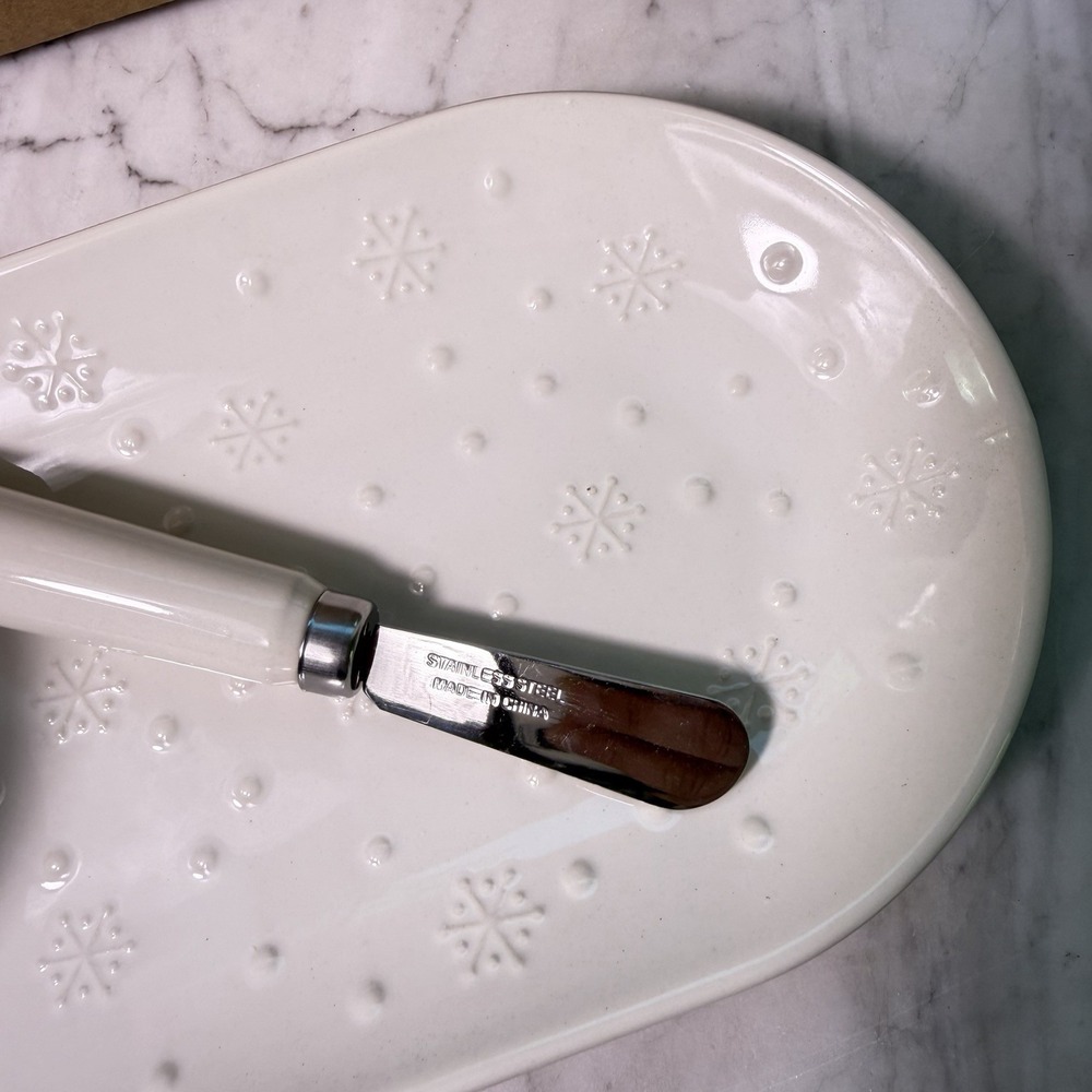 Temp-tations Seasonal Holiday 14" Platter Tray Ramekin Spreader Set White New - Picture 5 of 11